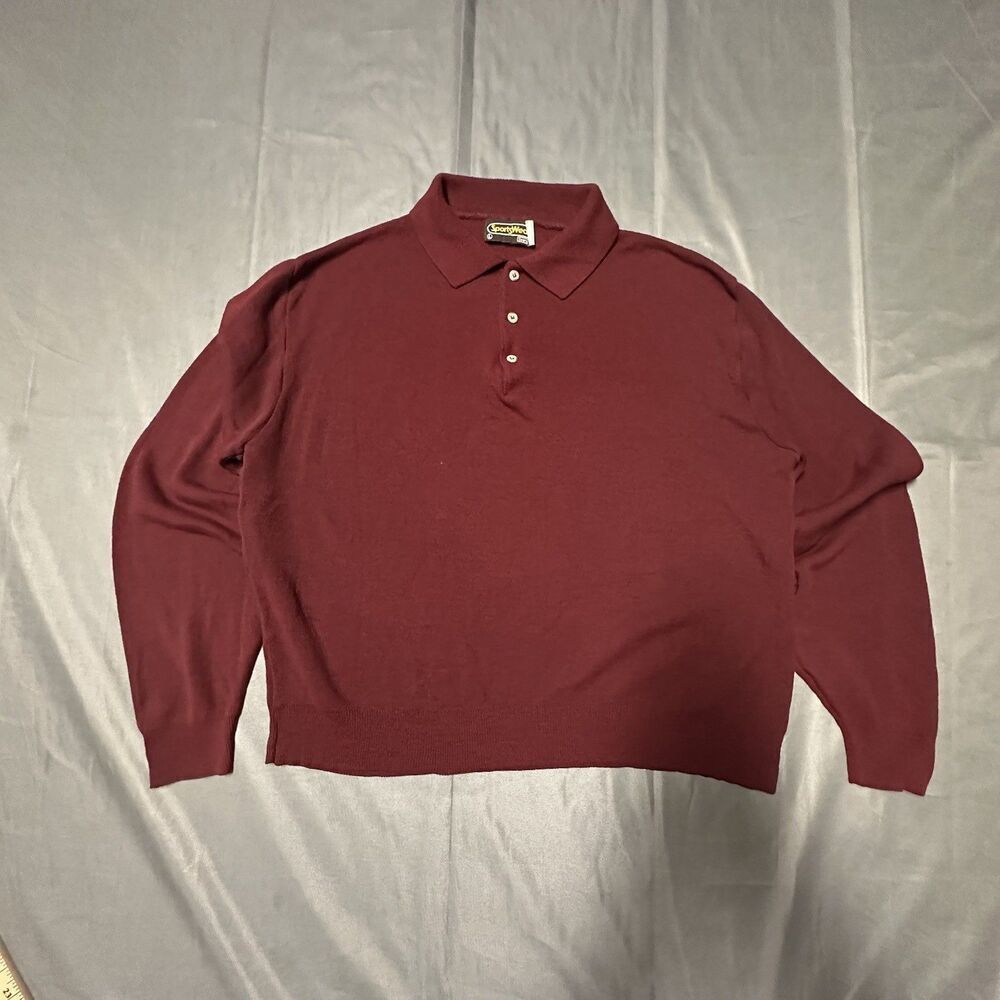 Vintage 80s Sears Sportswear Shirt Mens Large Button Collar Long Sleeve Knit USA